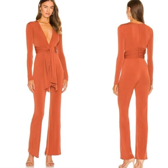 NWT Michael Costello x Revolve Janet Jumpsuit in Brick Orange Size Medium